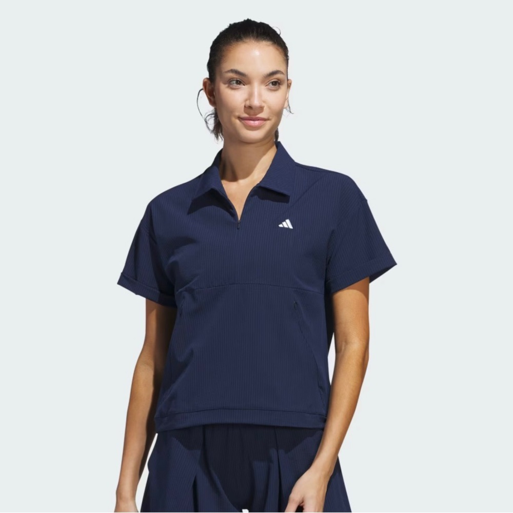 Adidas Women’s Size L Go To Short Sleeve Layer Golf Sweatshirt Navy New